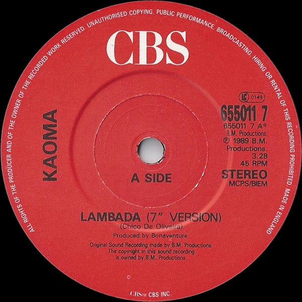 Buy Kaoma : Lambada (7, Single) from DaddyPop www. –  DaddyPop Ltd