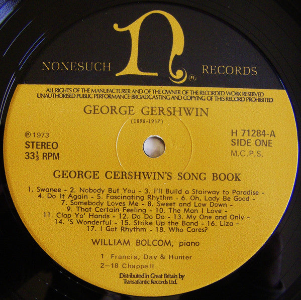 George Gershwin - William Bolcom : Piano Music By George Gershwin (LP, Album)