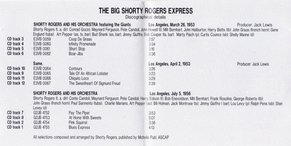 Shorty Rogers And His Giants : The Big Shorty Rogers Express (CD, Album, RE, RM)