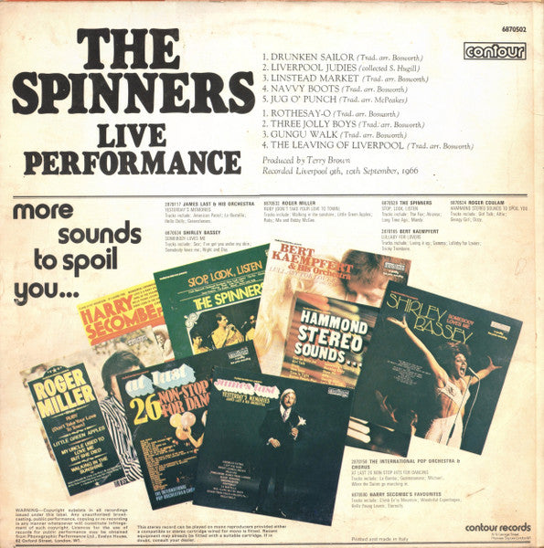 The Spinners : Live Performance (LP, Album, RE)