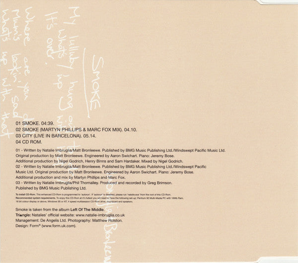 Natalie Imbruglia : Smoke (CD, Single, Enh)