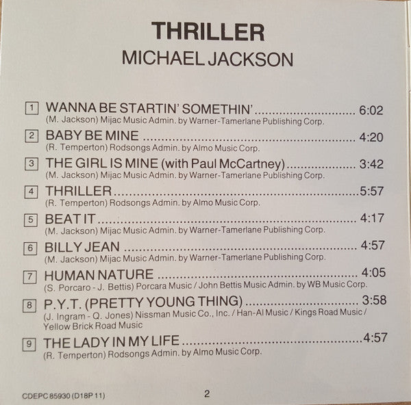 Michael Jackson : Thriller (CD, Album, RE)