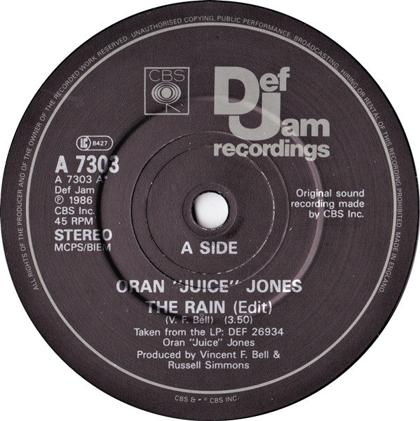 Oran 'Juice' Jones : The Rain (7", Single)