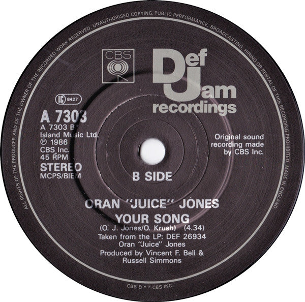 Oran 'Juice' Jones : The Rain (7", Single)