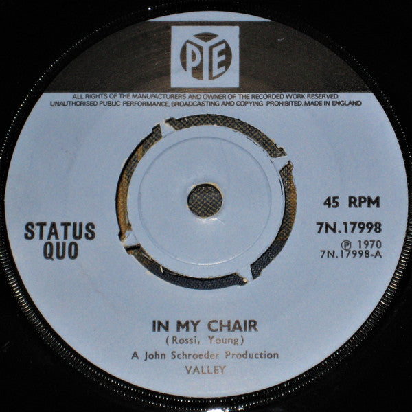 Status Quo : In My Chair (7", Single)