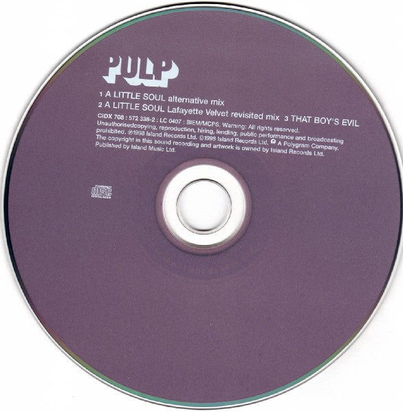 Pulp : A Little Soul (CD, Single, PMD)