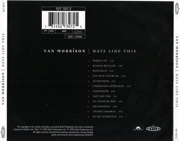 Van Morrison : Days Like This (CD, Album)