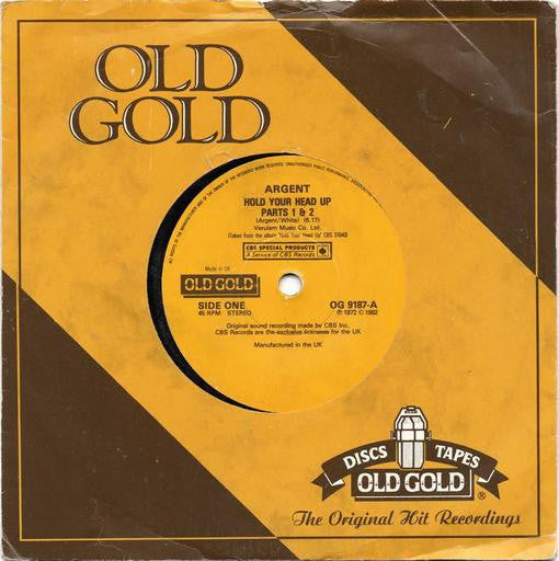 Argent : Hold Your Head Up (Parts 1 & 2) (7", Single, RP, Lab)