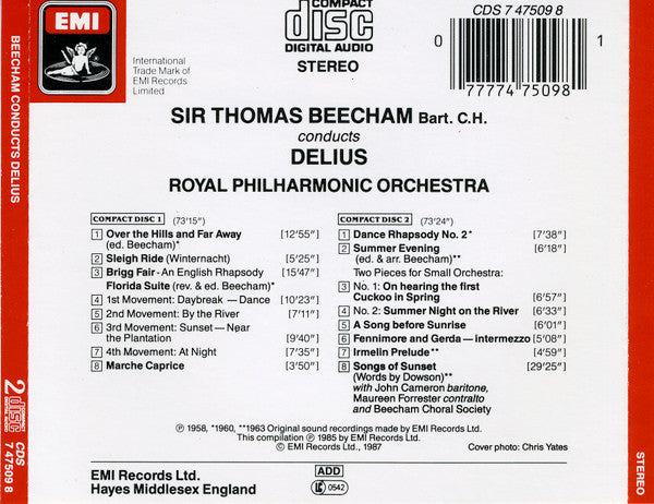 Delius* - Sir Thomas Beecham, Royal Philharmonic Orchestra : Beecham Conducts Delius (2xCD, Album, Comp)