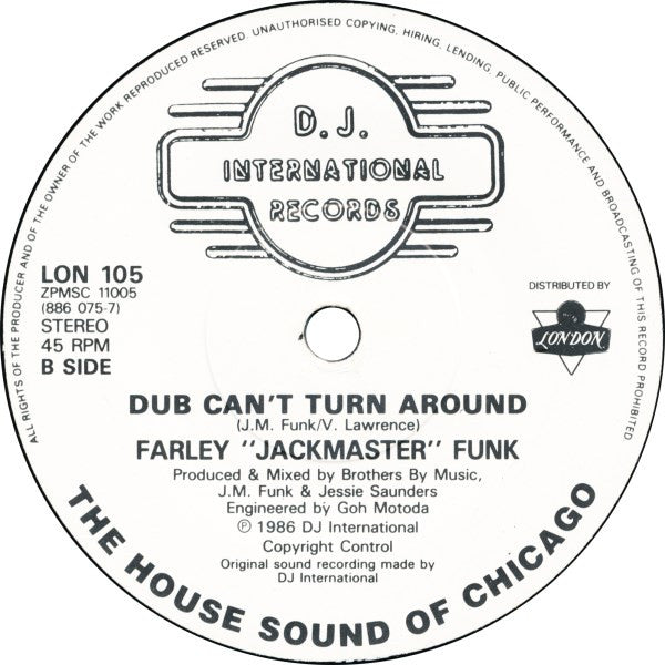Farley "Jackmaster" Funk & Jesse Saunders : Love Can't Turn Around (7", Single, Pap)