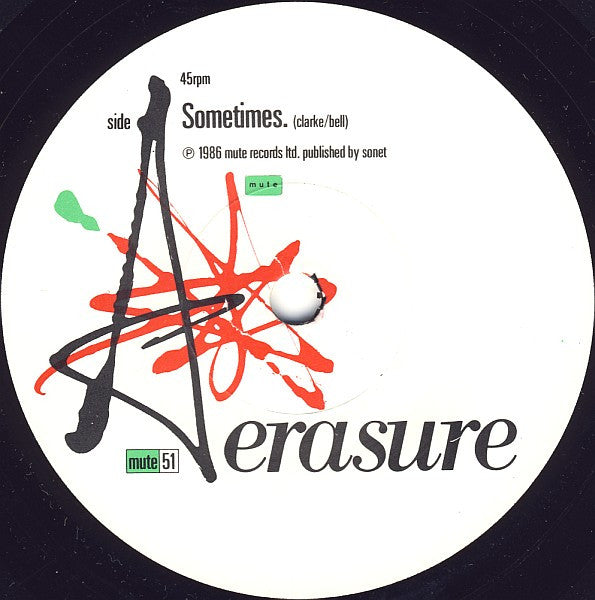 Erasure : Sometimes (7", Single, Pap)