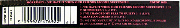Morrissey : We Hate It When Our Friends Become Successful (CD, Single)