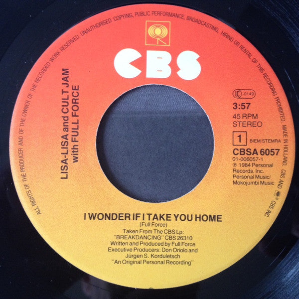 Lisa Lisa & Cult Jam With Full Force : I Wonder If I Take You Home (7", Single)