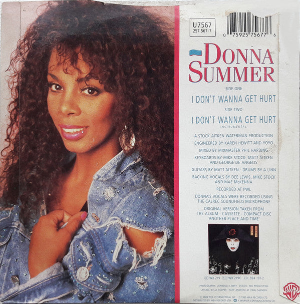 Donna Summer : I Don't Wanna Get Hurt (7", Single)