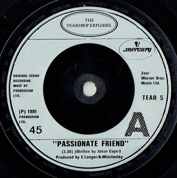The Teardrop Explodes : Passionate Friend (7", Single, Sil)