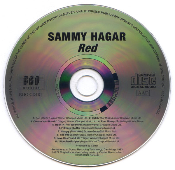 Sammy Hagar : Red (CD, Album, RE, RM)