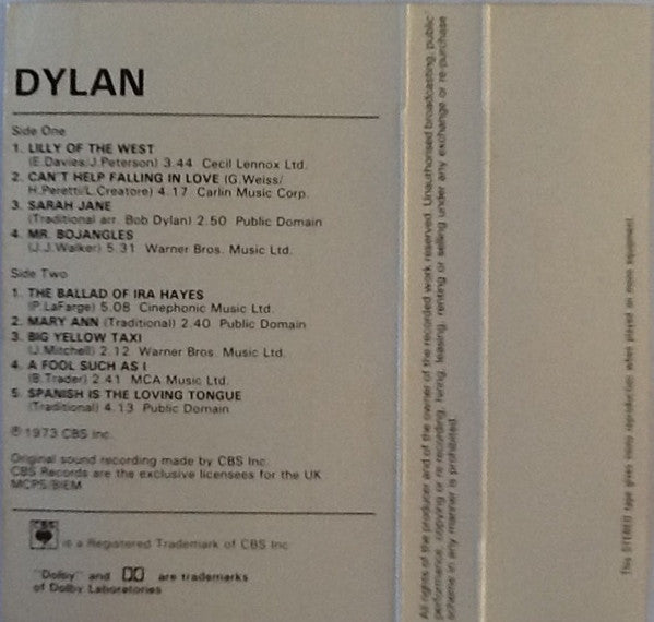 Bob Dylan : Dylan (Cass, Album)