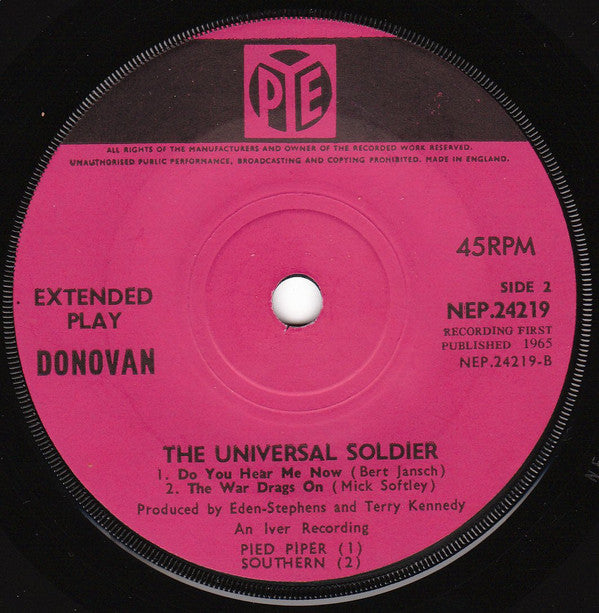 Donovan : The Universal Soldier (7", EP, Mono, Sol)