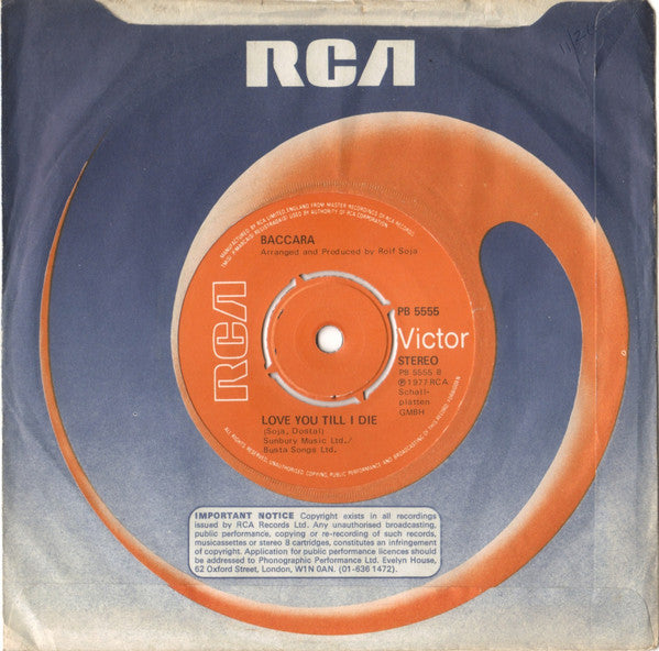 Baccara : Sorry, I'm A Lady (7", Single)