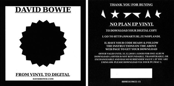 David Bowie : No Plan EP (12", S/Sided, EP, RSD, Etch, Ltd, Num, Cle)