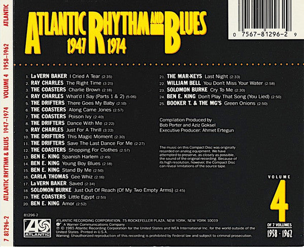 Various : Atlantic Rhythm & Blues 1947-1974, Volume 4 1958-1962 (CD, Comp)