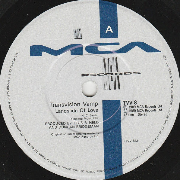 Transvision Vamp : Landslide Of Love (7", Single, Pap)