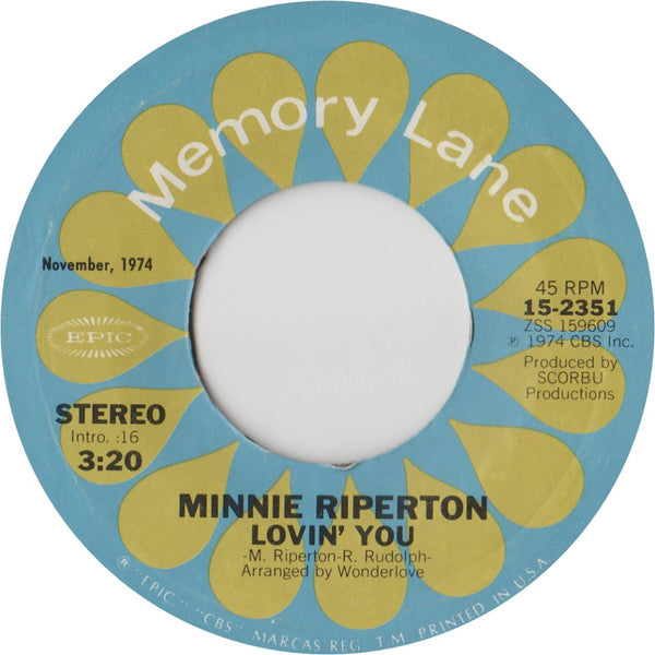 Minnie Riperton : Lovin' You / Inside My Love (7", Single, RE, Styrene)