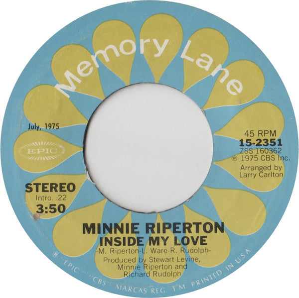 Minnie Riperton : Lovin' You / Inside My Love (7", Single, RE, Styrene)