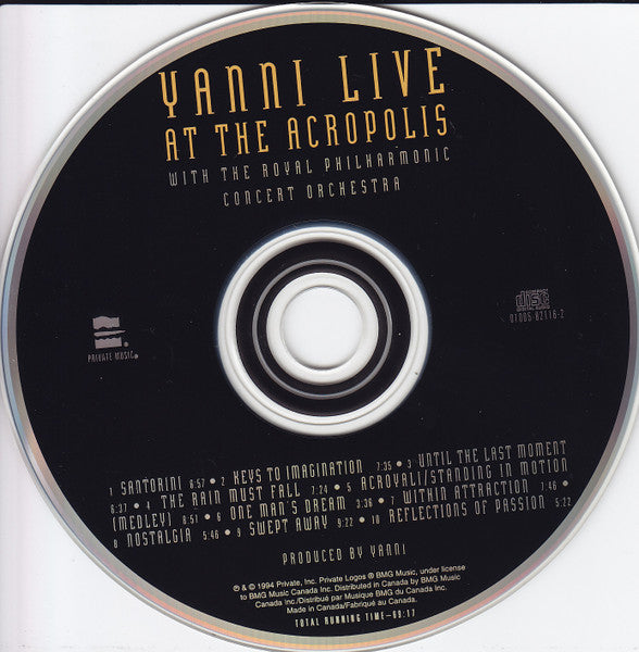 Yanni (2) With The Royal Philharmonic Concert Orchestra : Live At The Acropolis (CD, Album, Liv)