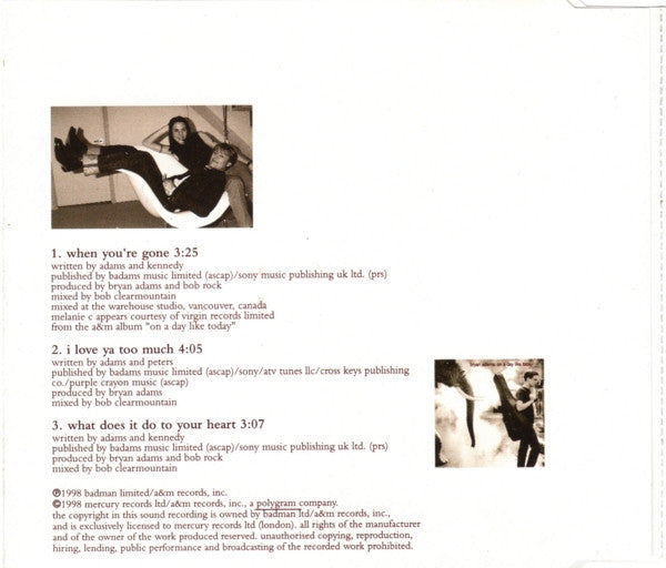 Bryan Adams Featuring Melanie C : When You're Gone (CD, Single, CD2)