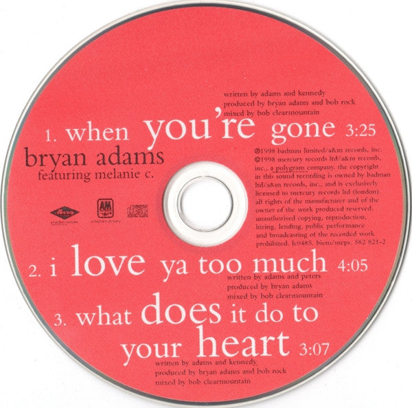 Bryan Adams Featuring Melanie C : When You're Gone (CD, Single, CD2)