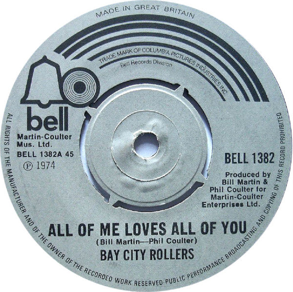 Bay City Rollers : All Of Me Loves All Of You (7", Single)