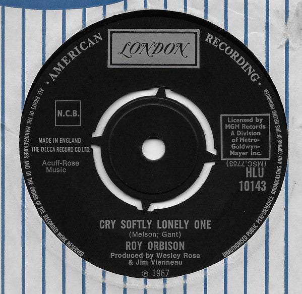 Roy Orbison : Cry Softly Lonely One (7", Single)