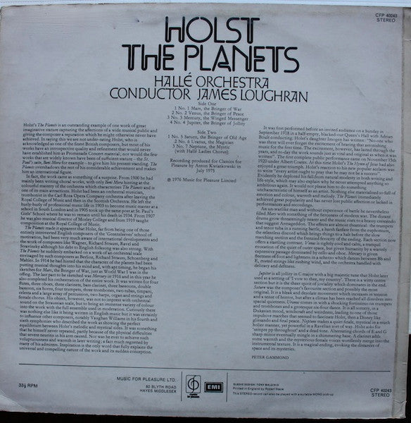 Gustav Holst - Hallé Orchestra, James Loughran : The Planets (LP)