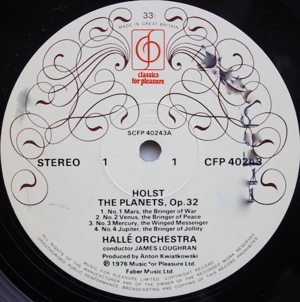 Gustav Holst - Hallé Orchestra, James Loughran : The Planets (LP)