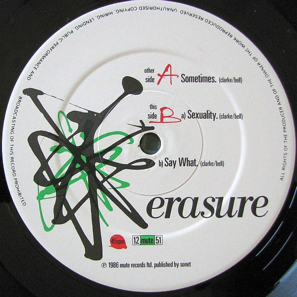 Erasure : Sometimes (12", Single)