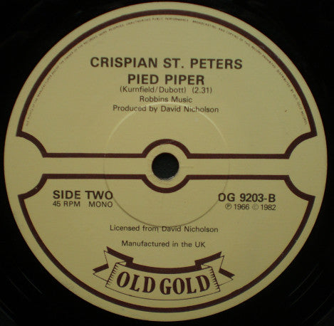 Crispian St. Peters : You Were On My Mind / Pied Piper (7")