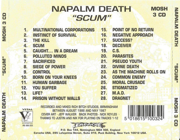 Napalm Death : Scum (CD, Album, RE)