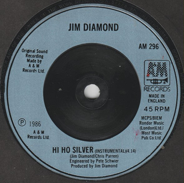 Jim Diamond : Hi Ho Silver (7", Single)