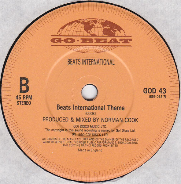 Beats International : Won't Talk About It (7", Single, Ora)