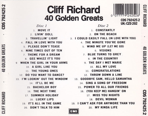 Cliff Richard : 40 Golden Greats (2xCD, Comp)