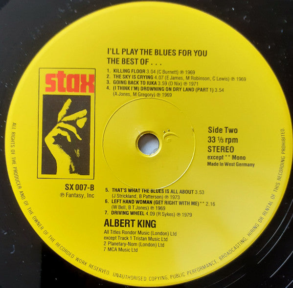 Albert King : I'll Play The Blues For You, The Best Of (LP, Comp, Mono)