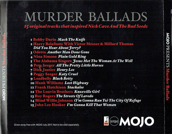 Various : Murder Ballads (15 Original Tracks That Inspired Nick Cave And The Bad Seeds) (CD, Comp)