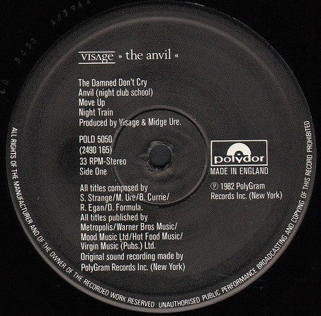 Visage : The Anvil (LP, Album)