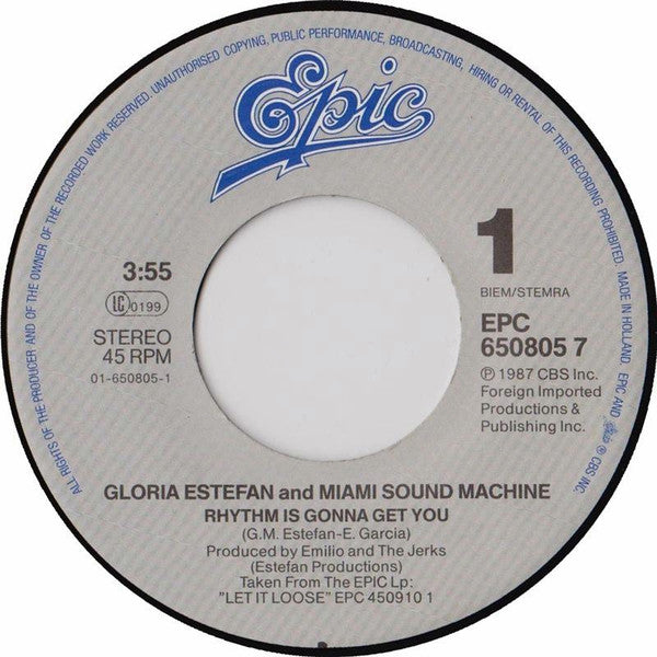 Miami Sound Machine : Rhythm Is Gonna Get You (7", Single)