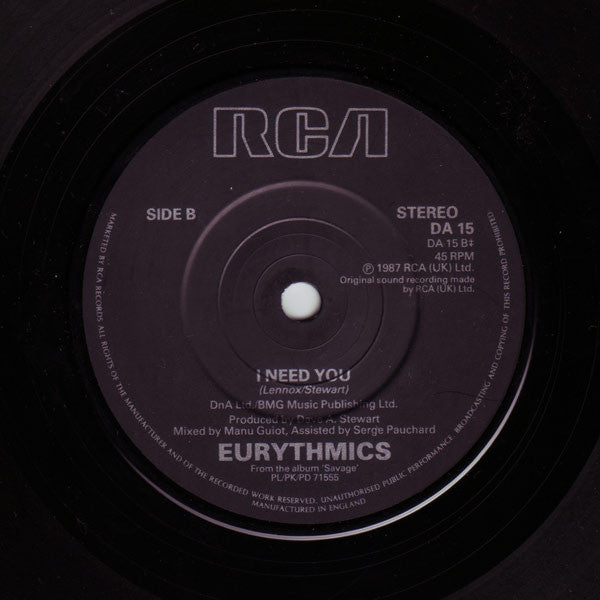 Eurythmics : I Need A Man (7", Single)