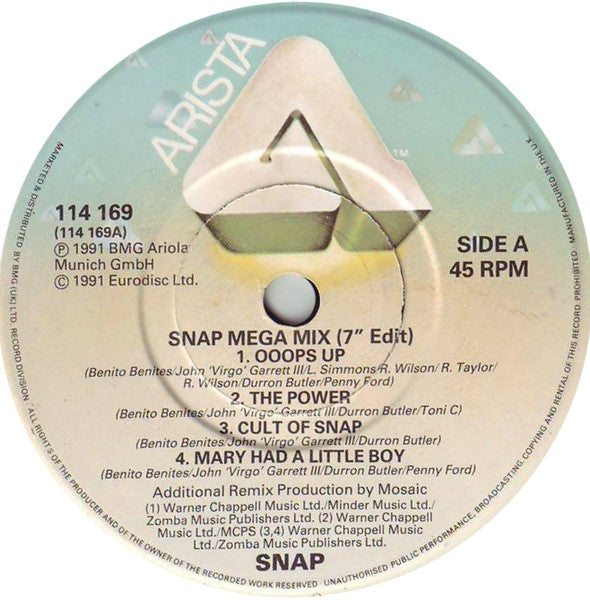 Snap! : Mega Mix (7", Single, UK )