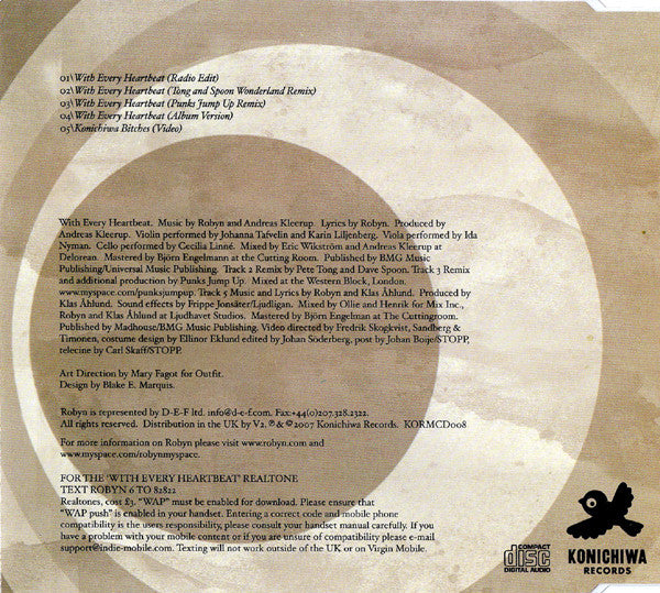 Robyn With Kleerup : With Every Heartbeat (CD, Single, Enh)