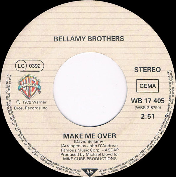 Bellamy Brothers : Beautiful Body (If I Said You Had A Beautiful Body Would You Hold It Against Me) (7", Single)