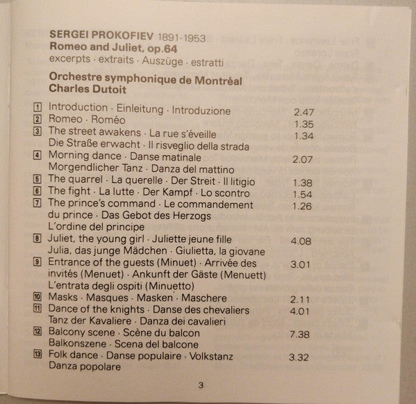 Prokofiev* - Dutoit*, Montréal* : Romeo And Juliet, Op. 64 - Excerpts (CD)